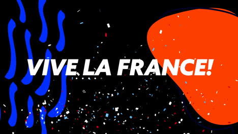 Animation-of-vive-la-france-text-with-french-flag-and-confetti-on-black-background