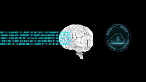 Animación-Del-Procesamiento-De-Datos-Con-Cerebro-Digital-Y-Texto-De-Seguridad-Cibernética-Sobre-Fondo-Negro