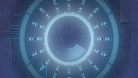 Animation-Des-Oszilloskop-Scannens-Und-Der-Digitalen-Datenverarbeitung-Auf-Blauem-Hintergrund