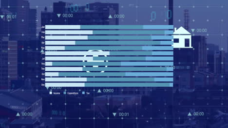 Animation-of-data-processing-with-icons-over-cityscape
