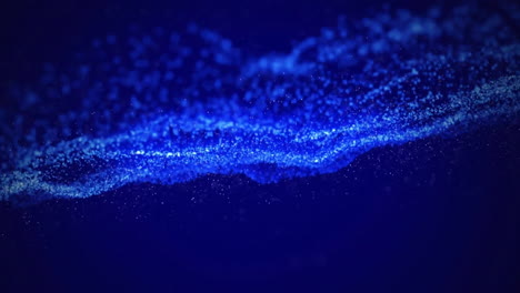 Animation-of-glowing-blue-mesh-of-light-spots-moving-over-black-background