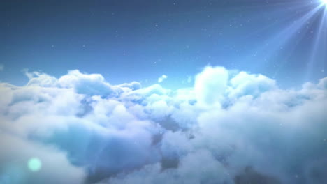 Animation-Von-Wolken-Und-Lichtspuren-Am-Blauen-Himmel