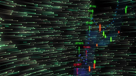 Animación-Del-Procesamiento-De-Datos-Sobre-Estelas-De-Luz-Sobre-Fondo-Negro