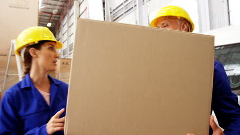 Worker-carrying-a-box-and-interacting