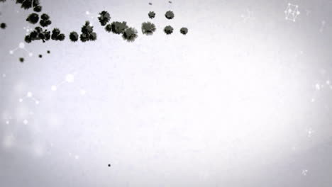 Animation-Von-Molekülen-über-Schwarzen-Flecken-Auf-Weißem-Hintergrund