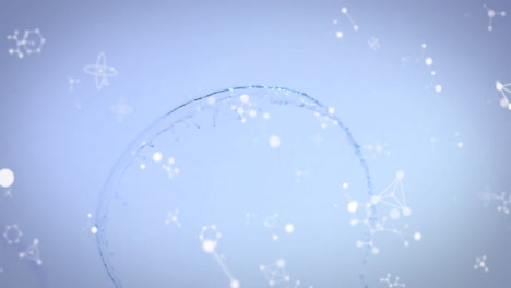 Animation-Von-Wasserspritzern-über-Molekülen-Auf-Blauem-Hintergrund
