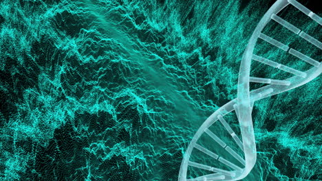 Animation-Eines-DNA-Strangs-über-Einem-Lichtspur-Hintergrund
