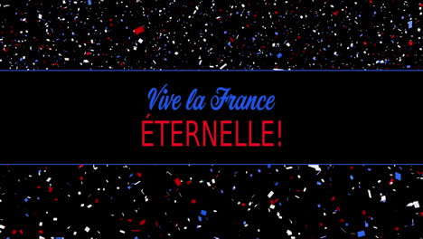 Animation-of-vive-la-france-eternelle-text-with-french-flag-colours-and-confetti