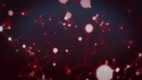 Animation-of-red-and-white-molecules-moving-on-black-background