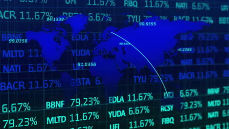Animation-of-stock-market-and-data-processing-over-world-map