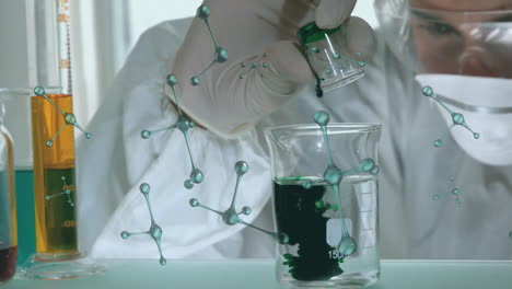 Animation-of-molecules-over-caucasian-male-scientist-doing-experiment-in-lab