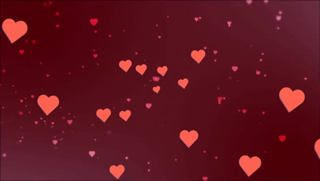 Animation-of-red-hearts-over-red-background