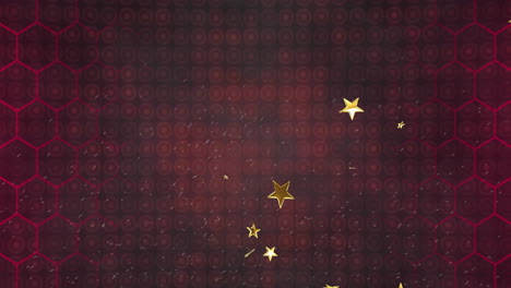 Animation-of-floating-spots-and-stars-over-black-background