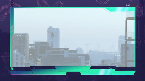 Animation-of-shapes-and-digital-screen-over-cityscape