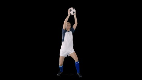 Woman-soccer-player-doing-a-line-out