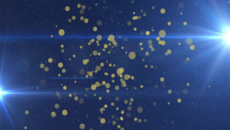 Animation-Von-Lichtpunkten-Und-Spuren-Auf-Blauem-Hintergrund