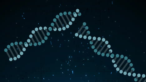 Animation-Von-DNA-Strängen-über-Hellen-Flecken-Auf-Schwarzem-Hintergrund