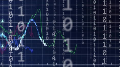 Animation-Eines-Diagramms,-Binäre-Datenverarbeitung-Mit-Netzwerken-Von-Personensymbolen-Auf-Schwarzem-Hintergrund