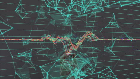 Animation-of-network-of-connections-with-data-processing-on-black-background