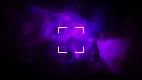 Animation-of-sight-over-purple-shapes-on-black-background