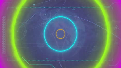 Animation-Von-Neonkreisen-über-Einem-Netzwerk-Von-Verbindungen