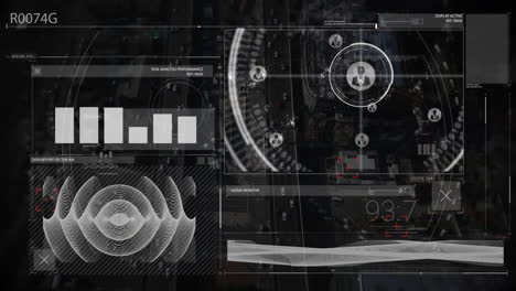 Animación-De-Diagramas-Y-Procesamiento-De-Datos-Sobre-Iconos-De-Medios-Y-Paisajes-Urbanos