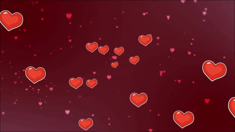 Animation-of-red-and-pink-hearts-multiplying-over-red-hearts-on-dark-red-background