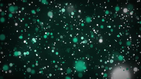 Animation-of-green-and-white-spots-moving-on-black-background