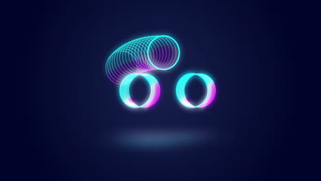 Animation-Von-Neonkreisen,-Die-Sich-Auf-Blauem-Hintergrund-Bewegen