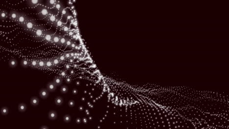 Animation-of-mesh-of-glowing-light-spots-over-black-background