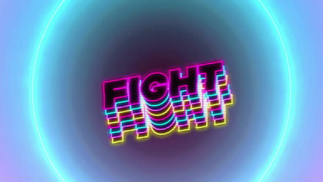 Animation-of-fight-text-over-colourful-circles-on-purple-background