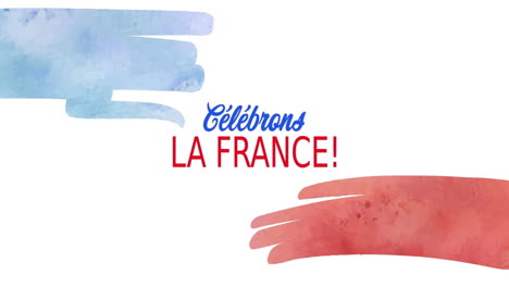 Animation-Des-Textes-„Celebrons-La-France“-Mit-Französischer-Flagge-Auf-Weißem-Hintergrund