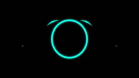 Animation-of-glowing-neon-light-circles-moving-over-black-background