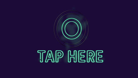 Animation-of-neon-tap-here-text-with-circles-on-black-background