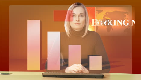 Animation-of-blond-woman-presenting-graphs