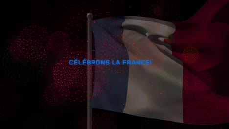 Animation-of-celebrons-la-france-text-with-french-flag-and-fireworks