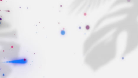 Animation-Von-Lichtpunkten-über-Blättern-Und-Schatten-Auf-Weißem-Hintergrund