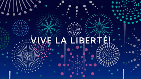 Animation-of-vive-la-liberte-text-and-fireworks