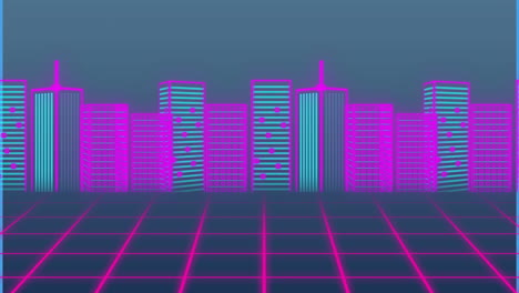 Animation-of-digital-cityscape-on-green-background