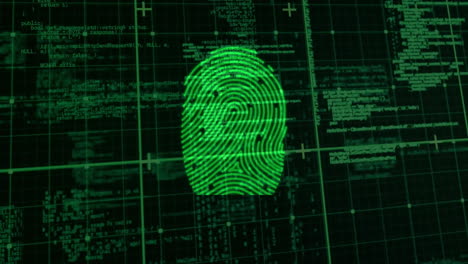 Animation-of-fingerprint-over-data-processing-on-black-background