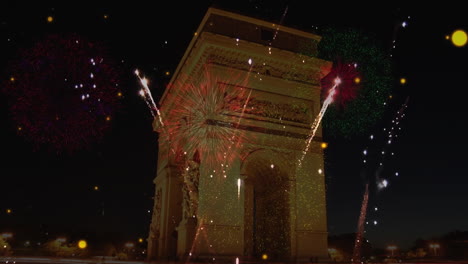 Animation-of-fireworks-exploding-over-paris-background