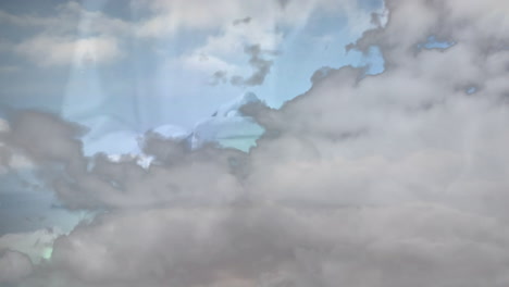 Animation-Von-Weißen-Wolken,-Die-Einen-Betenden-Kaukasischen-Mann-Bedecken