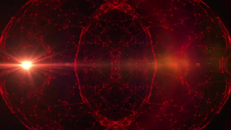 Animation-Von-Sich-Bewegenden-Roten-Formen-Und-Lichtflecken-Auf-Schwarzem-Hintergrund
