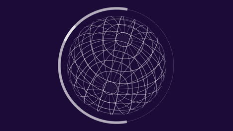 Animation-of-globe-with-circles-on-black-background