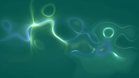 Animation-of-green-light-flows-moving-on-green-background