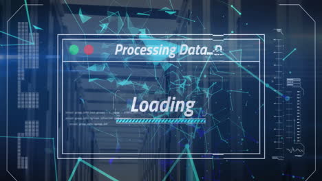 Animation-Der-Datenverarbeitung-Und-Ladeleiste-Mit-Formen-über-Dem-Serverraum