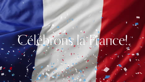 Animation-of-celebrons-la-france-text-and-french-flag-and-confetti