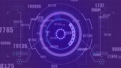 Animation-Des-Oszilloskop-Scannens-Mit-Datenverarbeitung-Auf-Violettem-Hintergrund