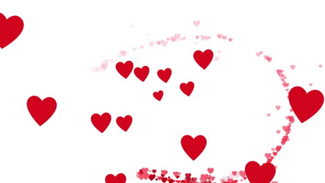 Animation-of-red-hearts-on-white-background