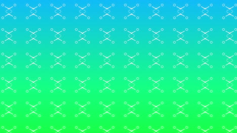 Animation-of-a-grid-of-white-shapes-on-a-green-and-blue-gradient-background